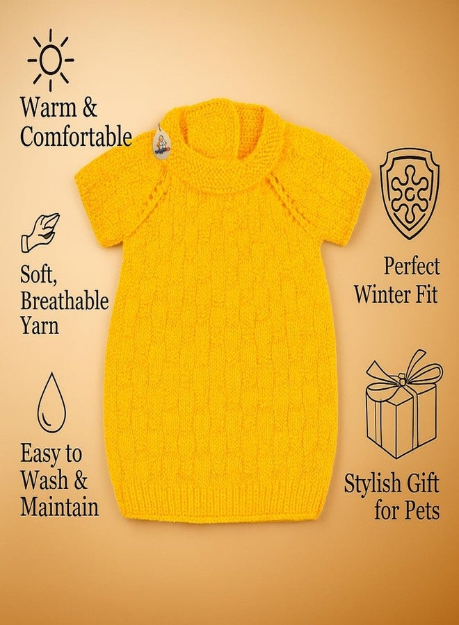WiggleBoo Shih Tzu Limited Edition Hand Knitted Woolen Dog Sweater | Cozy Winter Pullover | Stretchable Warm Wool Knit Outfit | Soft, Comfortable & Easy to Wear Cold Weather Dog Clothing (Yellow) - Image 3